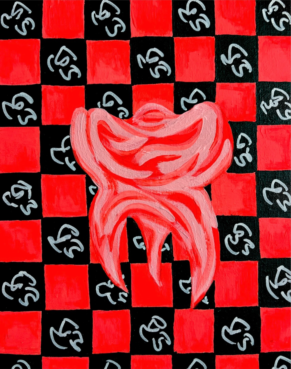 NT CHECKERED PRINT ORIGINAL PAINTING