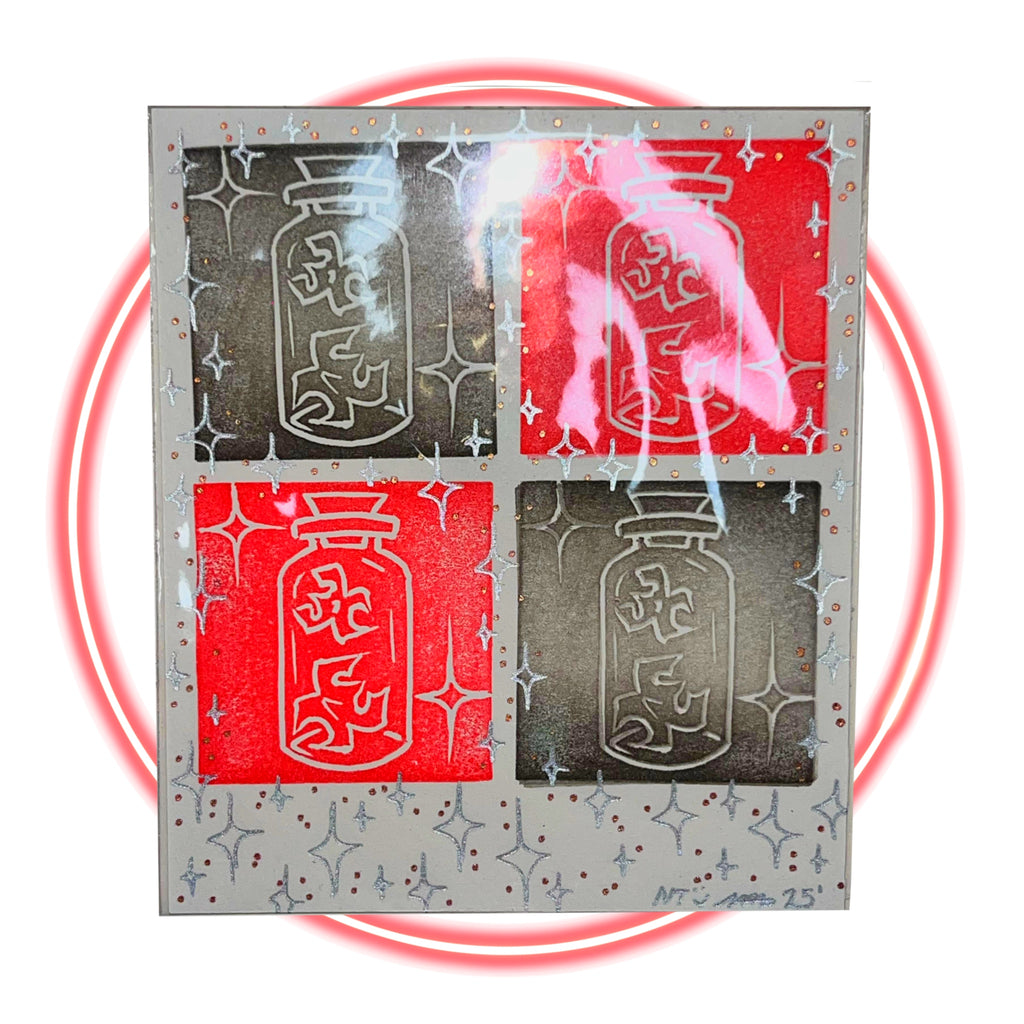 MINI STAMP PRINT {MINI TOOTH JAR BLACK|RED}