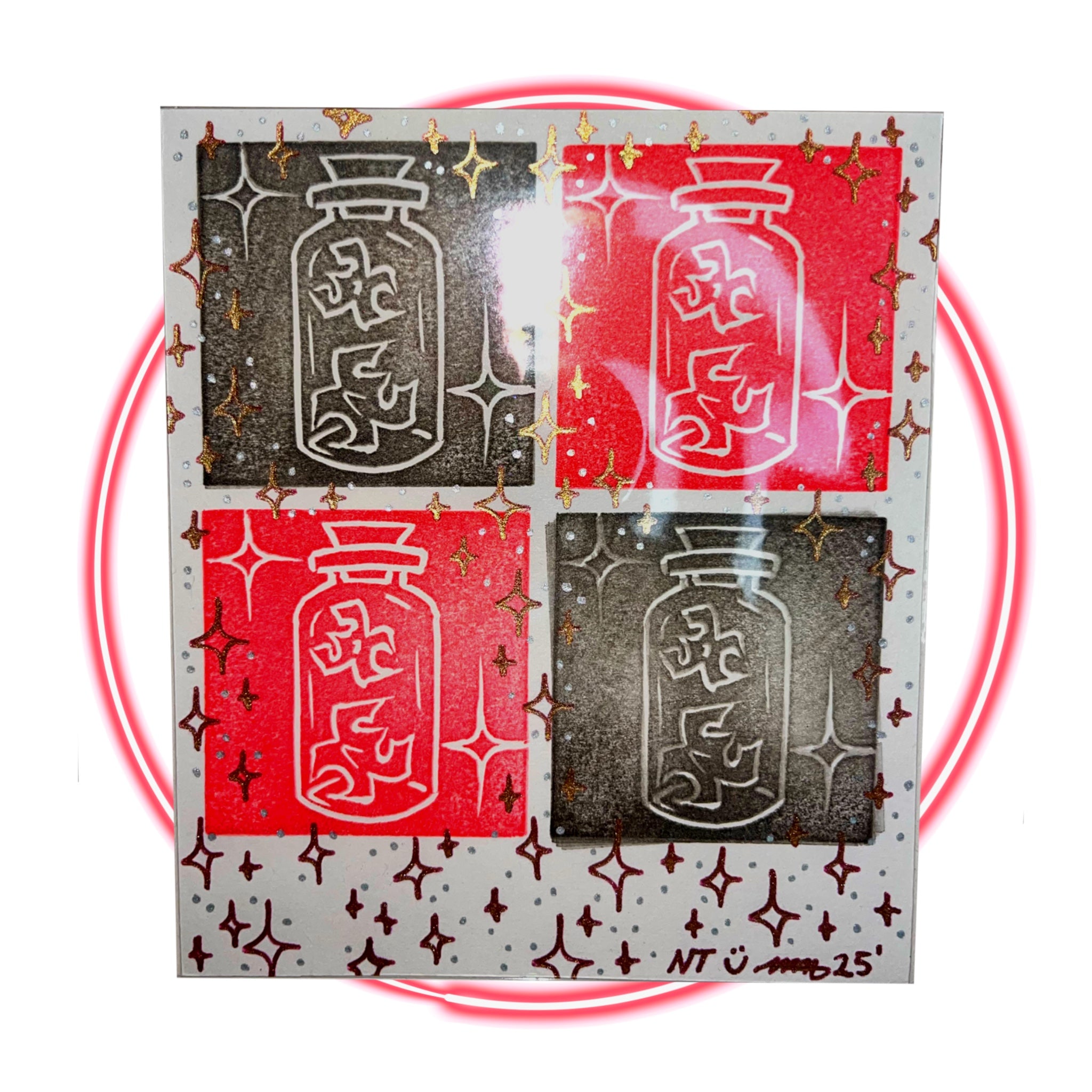 MINI STAMP PRINT {MINI TOOTH JAR BLACK|RED}