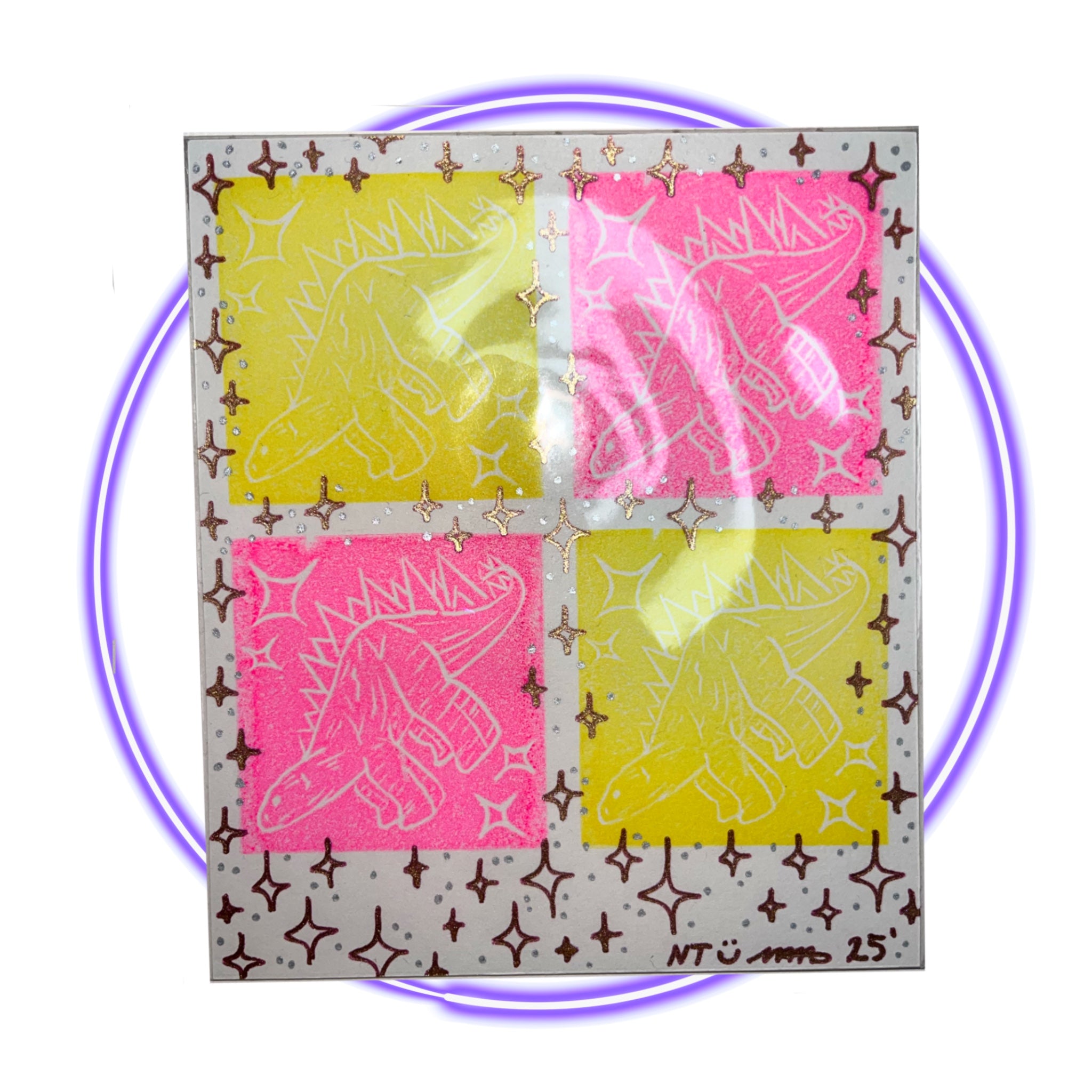 MINI STAMP PRINT {MINI DINO #1 PINK|YELLOW}