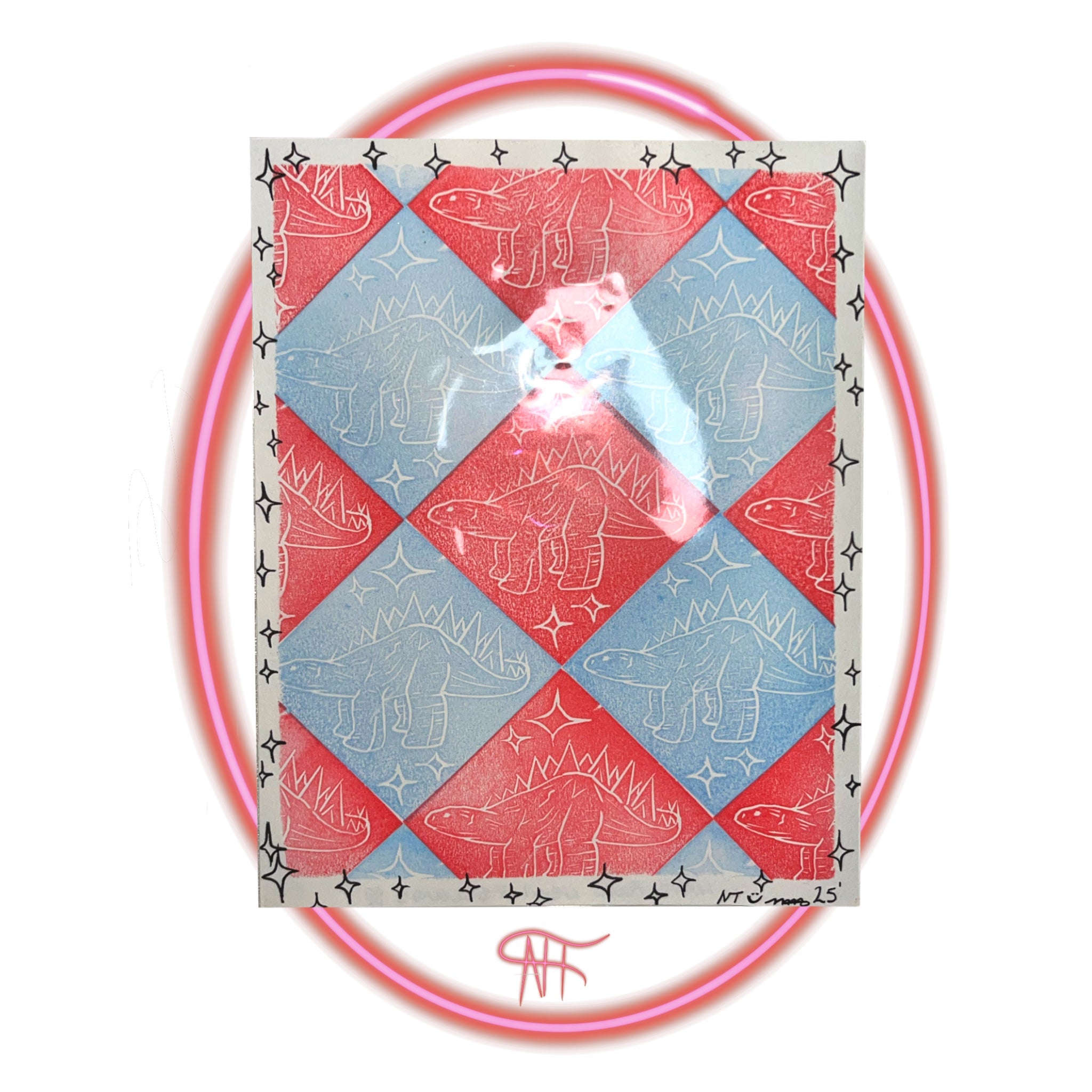 SMALL STAMP PRINT {MINI DINO#1 BLUE|RED}